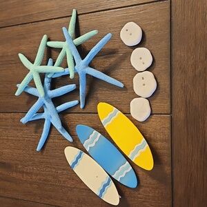 Painted Starfish and Surfboards and sand dollars